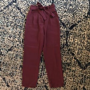 Petite Tie Waist Satin Pants
